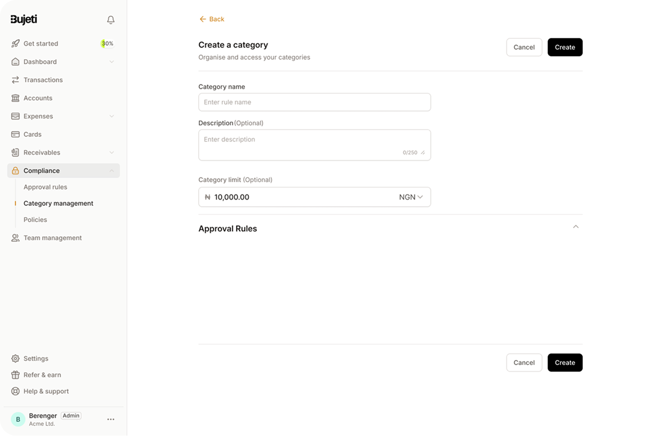 Creating a single category flow